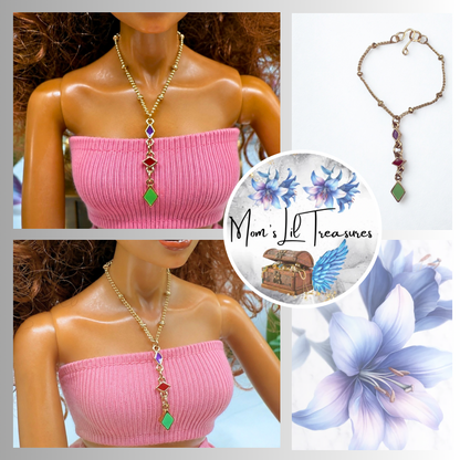 • Necklace measures 3.5 inches long. Y-Drop pendant measures 1 inch long (see photos) • Necklace shown on 16-Inch Spellbound Valentina doll 