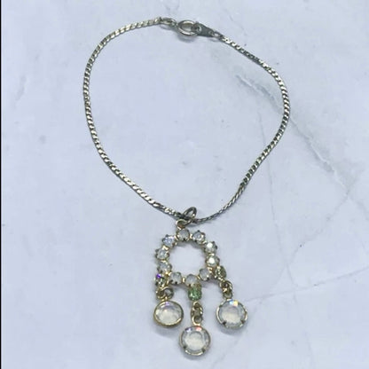 Crystal Rhinestone Gold Dangle Pendant Doll Necklace • 18” Fashion Doll Jewelry