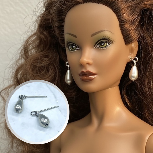 Silver Teardrop Dangle Doll Earrings • 16 Inch Fashion Doll Jewelry
