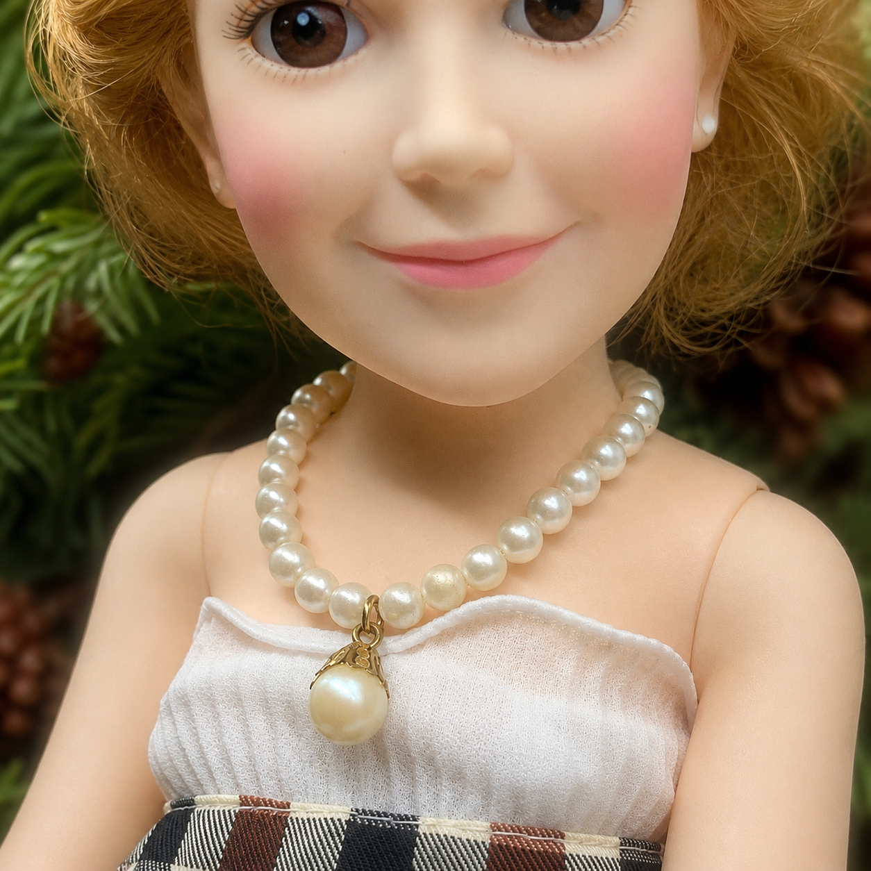 Pearl Doll Necklace with Pearl Drop Pendant for 18-22” Vintage Doll Jewelry
