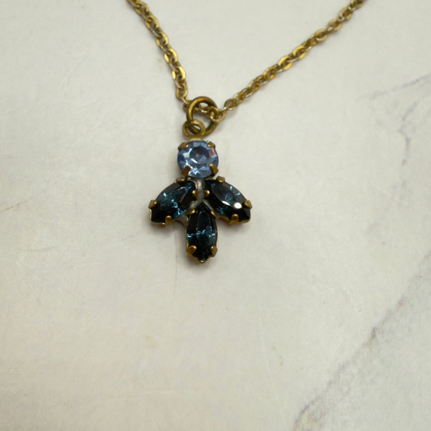 Blue Rhinestone Gold Tone Dangle Doll Earrings and Necklace Set • 18 Inch Fashion Doll Jewelry