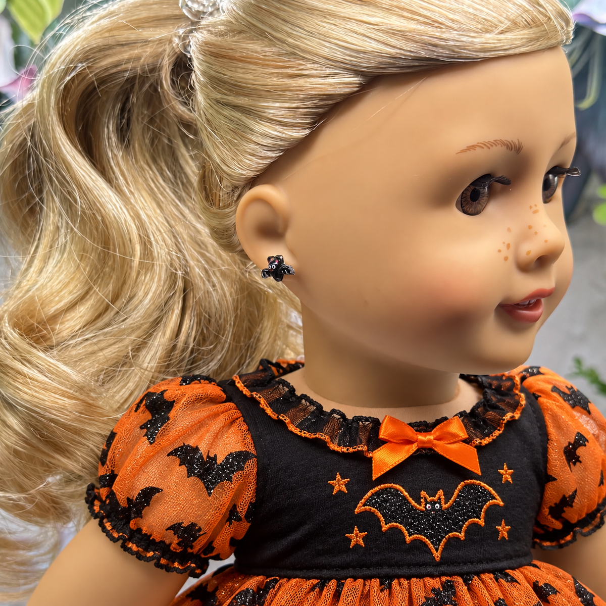 Bat Halloween 2mm Post Doll Earrings • fits 18 Inch Doll • American Girl