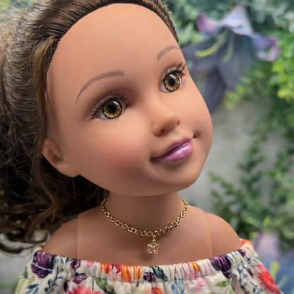 Gold Chain Clear Acrylic Crystal Butterfly Charm Doll Necklace • 18 Inch Fashion Doll Jewelry
