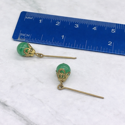 Green Glass Drop Pendant Doll Necklace Earrings Set for 18 Inch Doll Jewelry Accessory