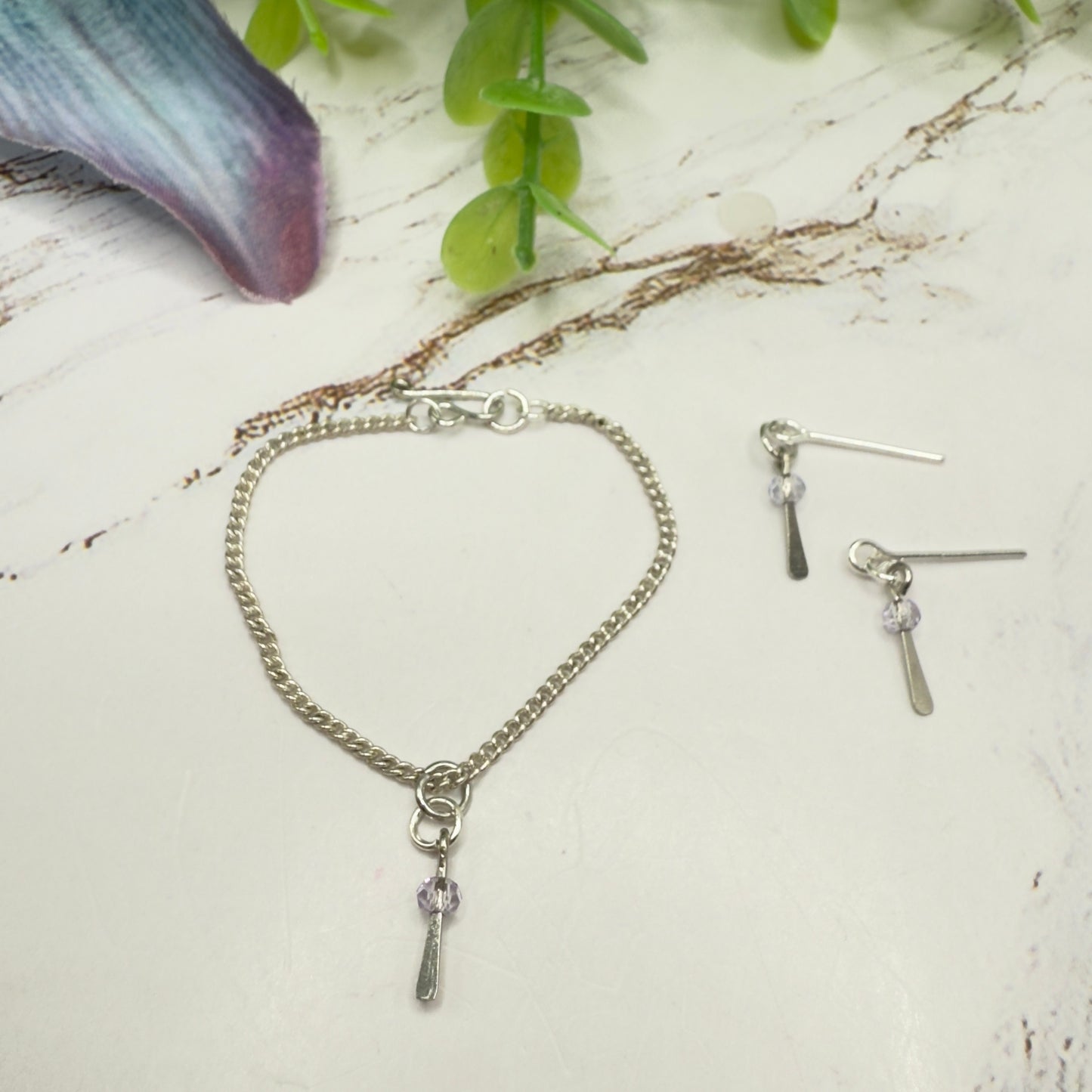 Silver & Clear Crystal Dangle Doll Necklace & Earrings • 16 Inch Fashion Doll Jewelry