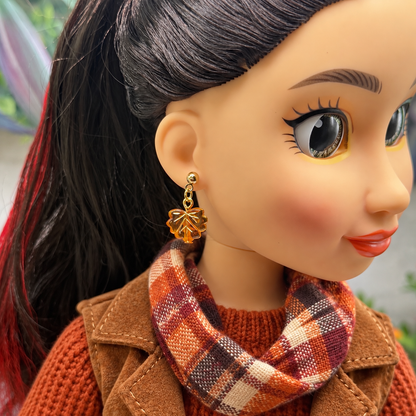 Fall Autumn Leaf Dangle Post Doll Earrings | for 18 Inch Fashion Dolls