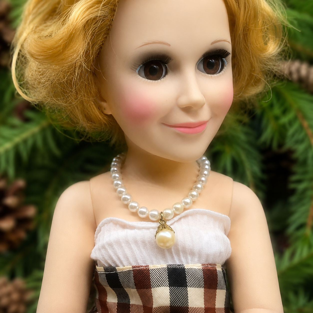 Pearl Doll Necklace with Pearl Drop Pendant for 18-22” Vintage Doll Jewelry