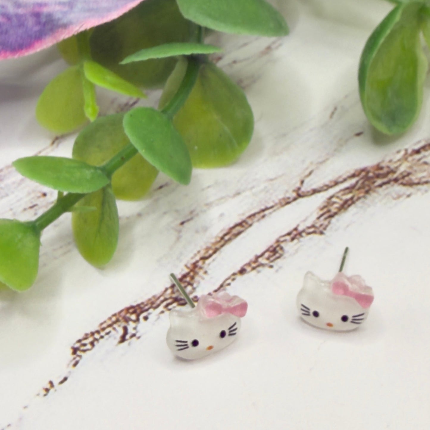 Hello Cat Kitty Pink Bow Post Doll Earrings • 18 Inch Fashion Doll Jewelry