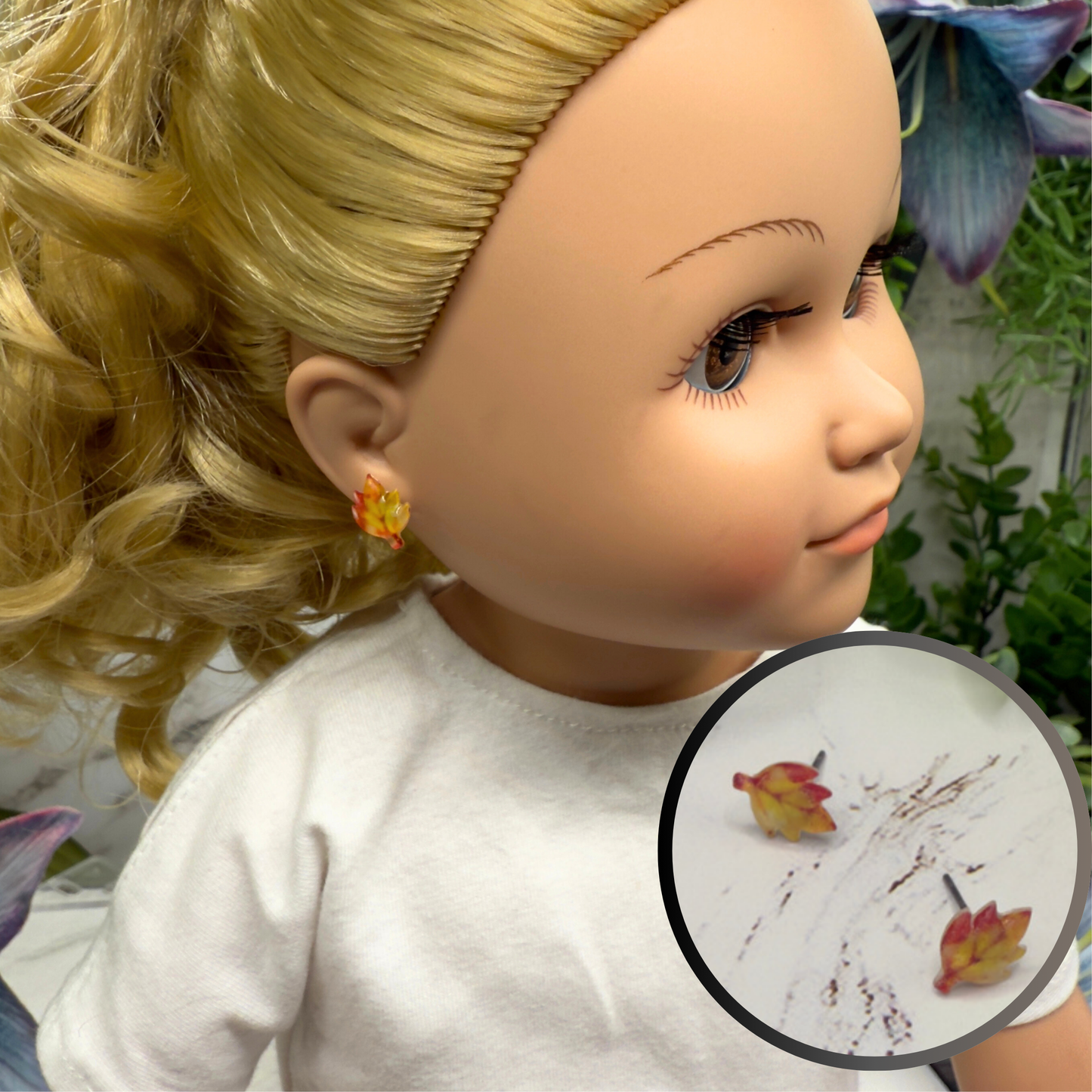 Fall Autumn Leaves Leaf Post Doll Earrings  • 18 Inch Fashion Doll Jewelry
