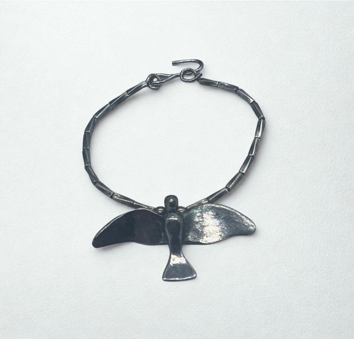 Silver Bird Pendant Wire Choker Necklace • 16 Inch Fashion Doll Jewelry