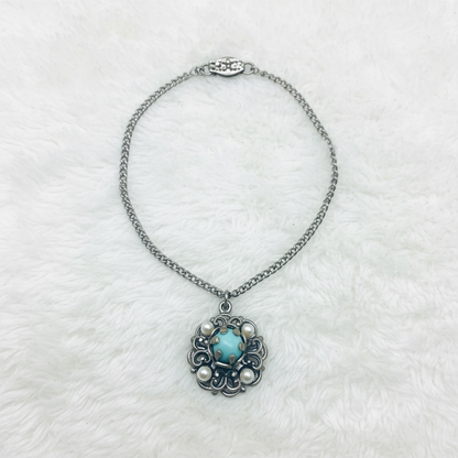 Light Blue Pearl Silver Pendant Doll Necklace • 18” Fashion Doll Jewelry