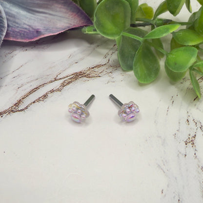 Light Pink Purple Paw Print Post Doll Earrings • 2mm Post 18 Inch Fashion Doll