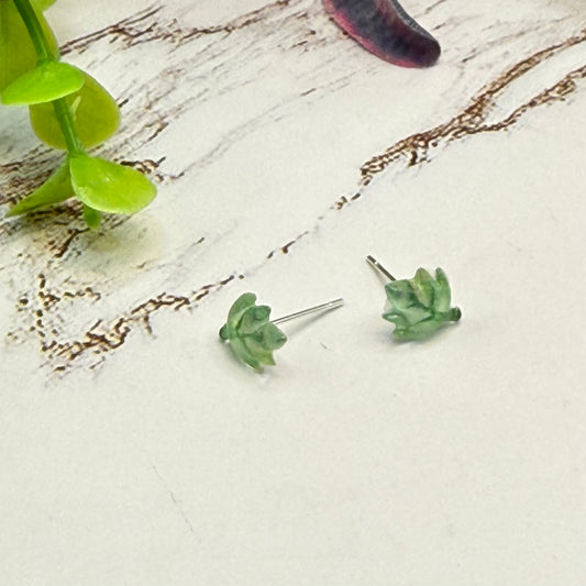 Autumn Harvest Fall Green Leaf Post Doll Earrings | for 18 Inch Fashion Dolls