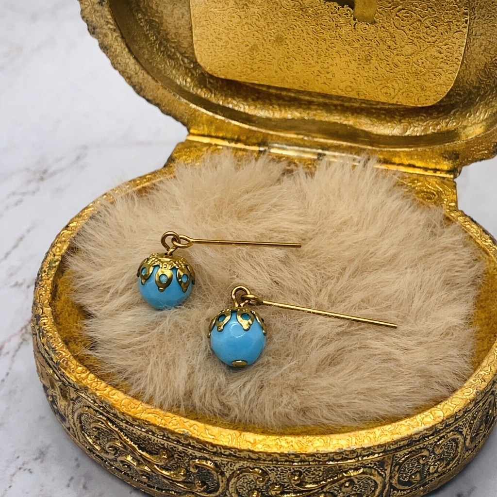 Turquoise Blue Glass Dangle Earrings • 18 Inch Fashion Doll Jewelry