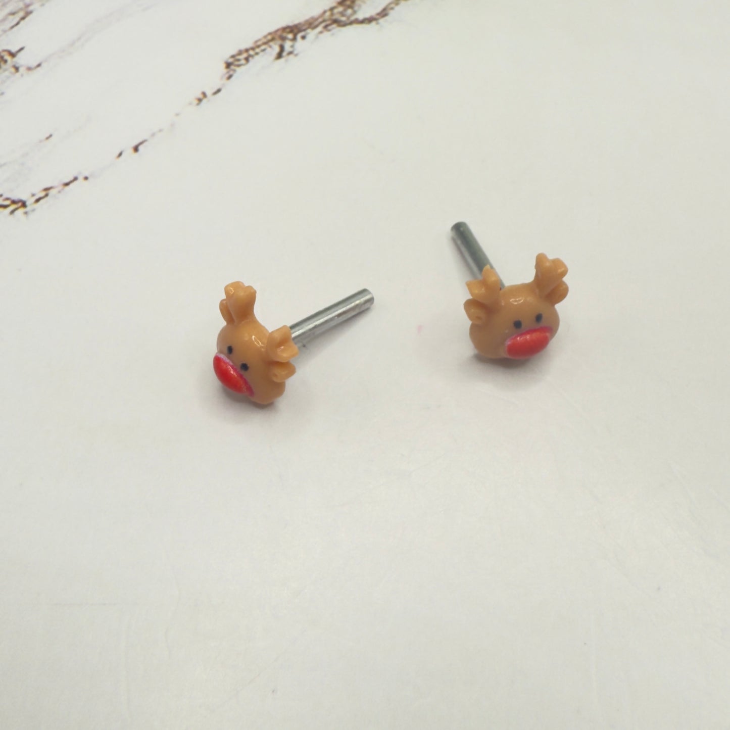 Reindeer Red Nose Rudolph Christmas Post Doll Earrings • 2mm Post for 18 Inch Fashion Doll