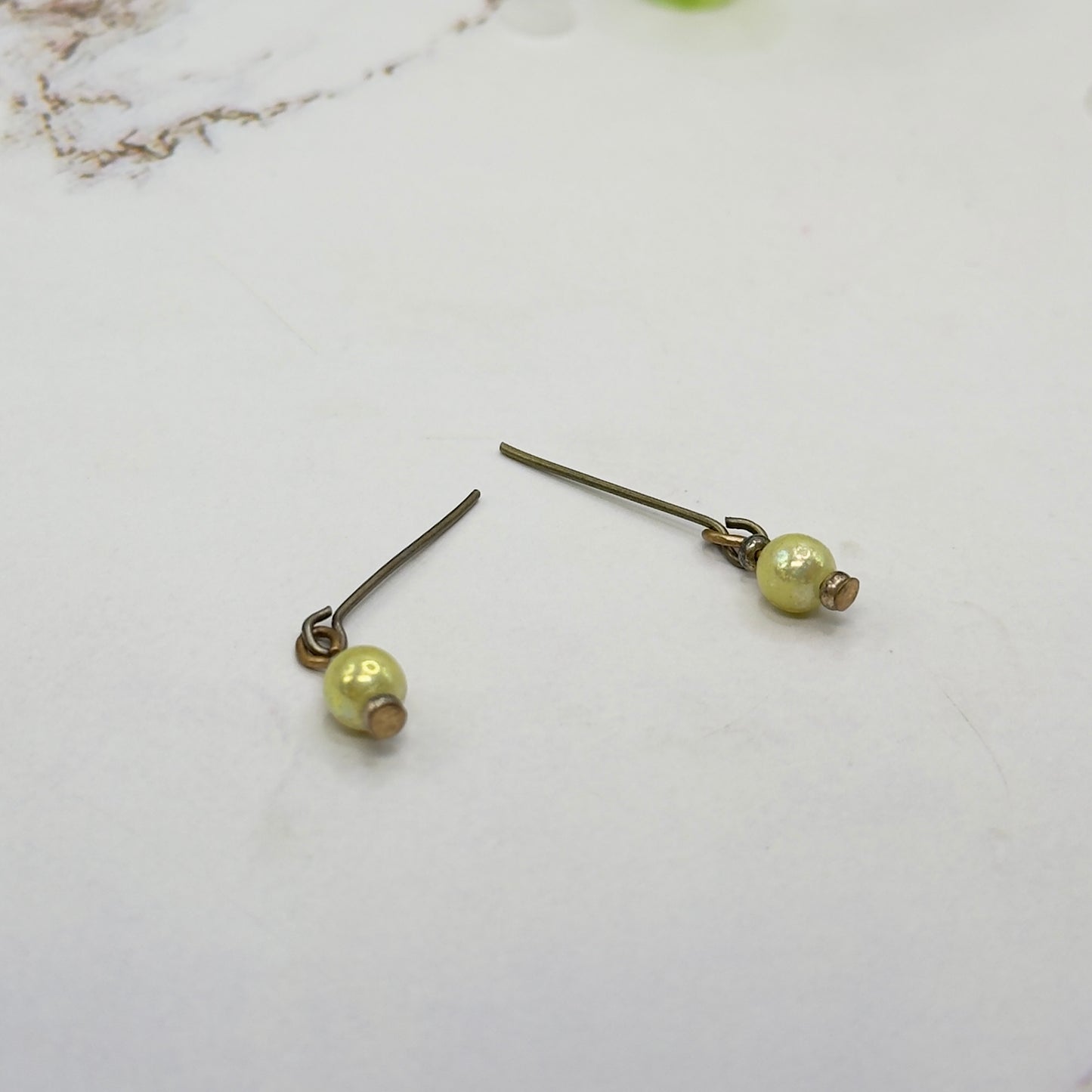 Yellow Iridescent Pearl Doll Earrings • 16 Inch Fashion Doll Jewelry