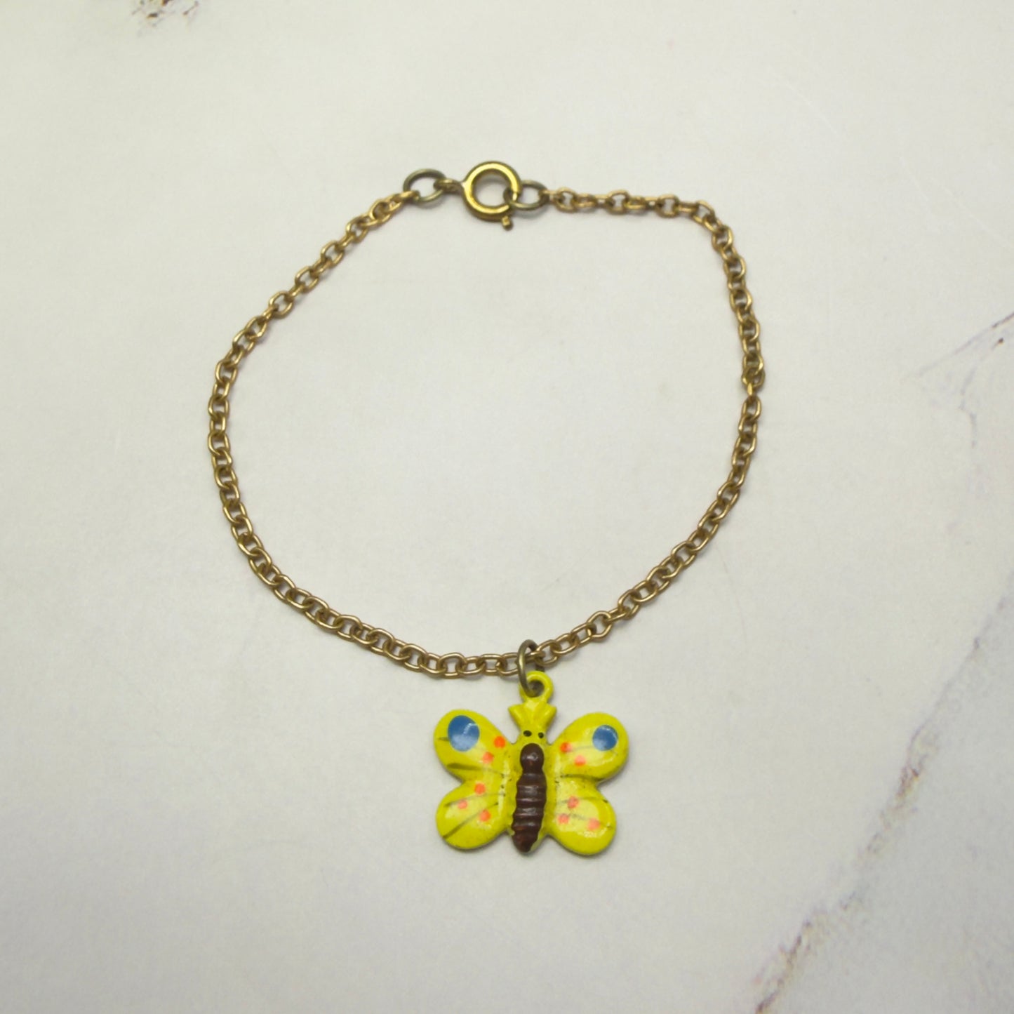 Yellow Enamel Butterfly Charm Gold Chain Doll Necklace • 18 Inch Fashion Doll Jewelry