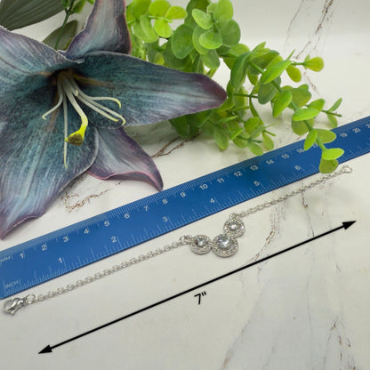 Triple Circle Round Clear Rhinestone Silver Doll Necklace • 18 Inch Fashion Doll Jewelry