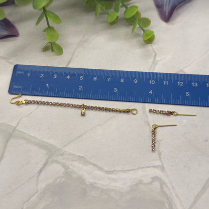 Pink Rhinestone Doll Necklace Earrings Set • 16” Fashion Doll Jewelry