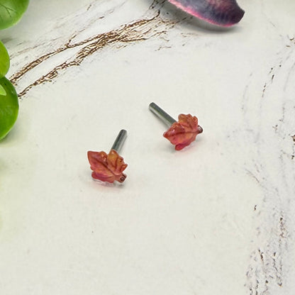 Fall Maple Leaf 2mm Post Doll Earrings | fits 18 Inch Fashion Doll • American Girl