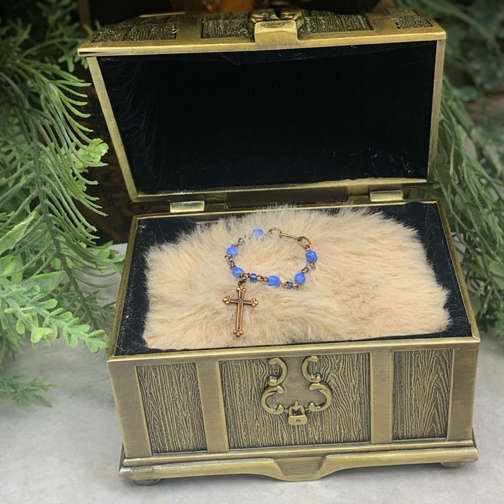 Blue Glass Cross Pendant Doll Necklace • 16 Inch Fashion Doll Jewelry