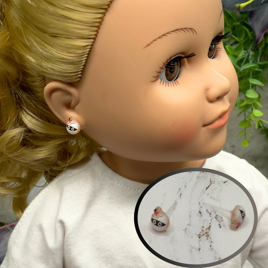 Mummy Halloween Silicone Plastic Post Doll Earrings • 18 Inch Fashion Doll Jewelry