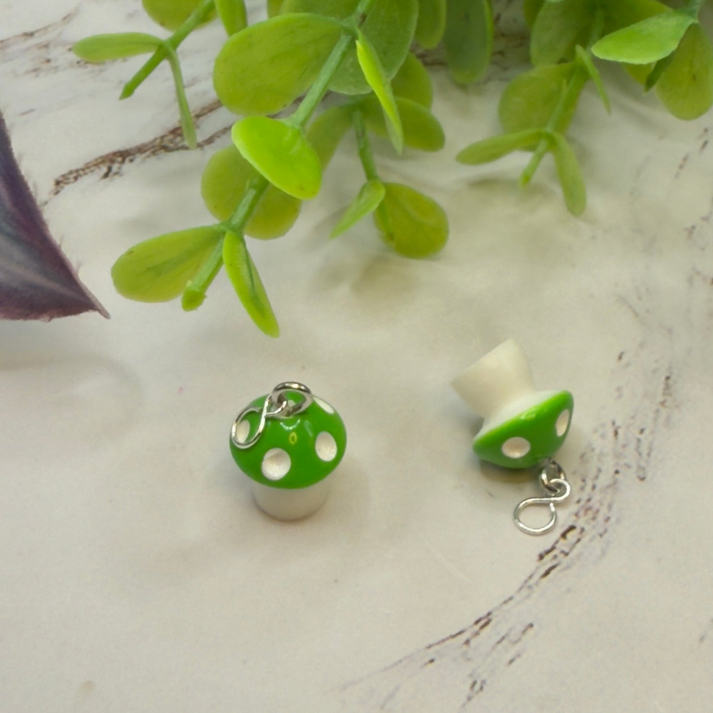 Green White Mushroom  Doll Earring DANGLE ONLY • 18” Fashion Doll Jewelry