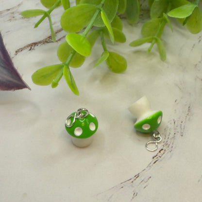 Green White Mushroom  Doll Earring DANGLE ONLY • 18” Fashion Doll Jewelry