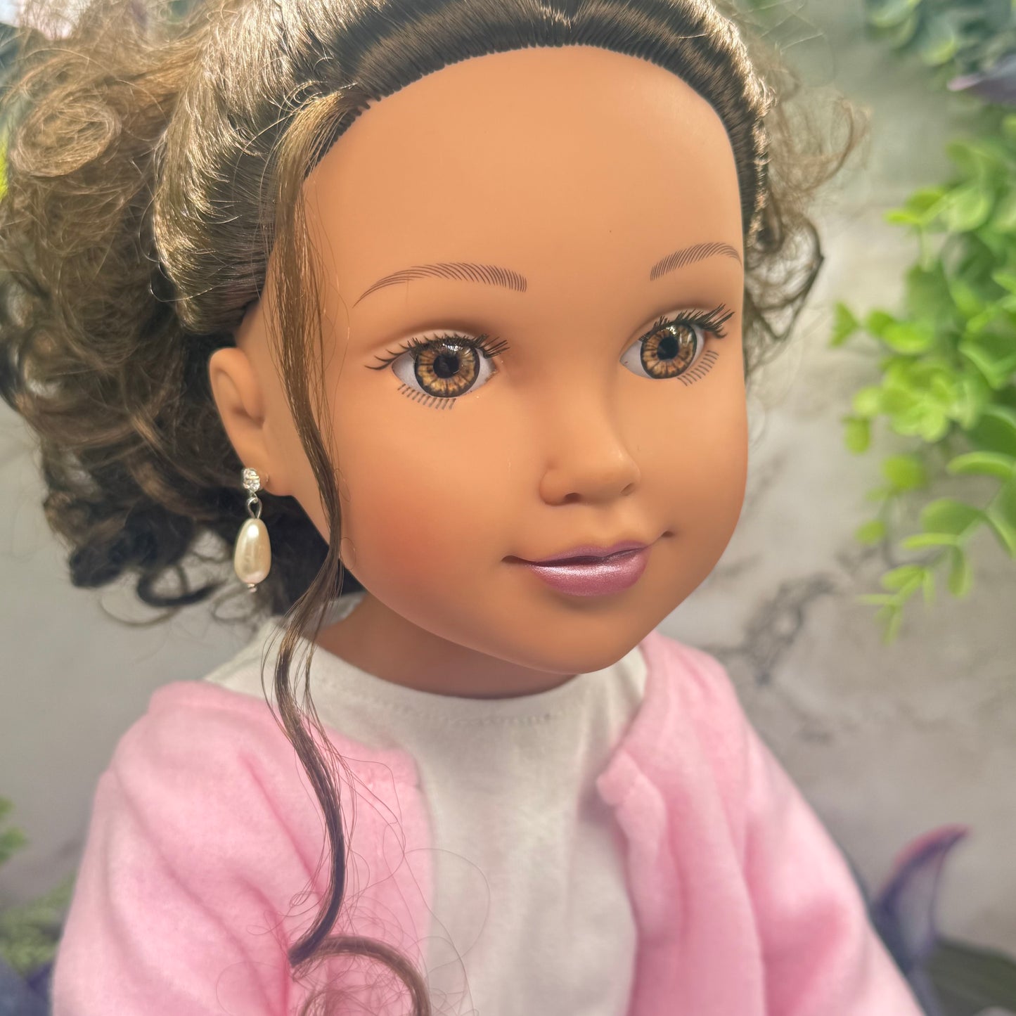 Pearl Teardrop Clear Rhinestone Silver Post Doll Earrings • 18 Inch Fashion Doll Jewelry