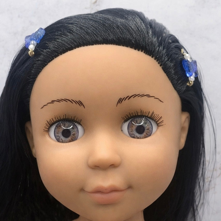 Blue Butterfly Doll Barrettes for 14” Doll • Hair Accessories