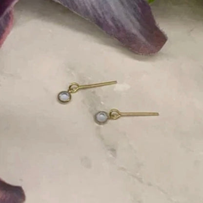 Round Blue Crystal Gold Dangle Doll Earrings •  16” Doll Jewelry