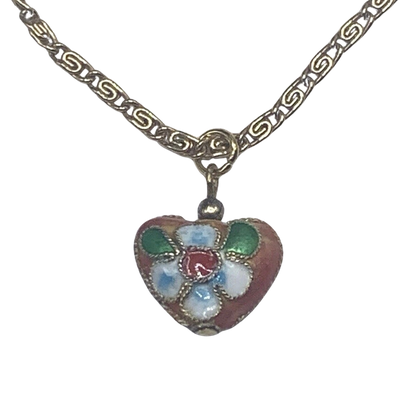 Flower Design Heart Doll Necklace Gold Chain for 18-22” Vintage Fashion Dolls