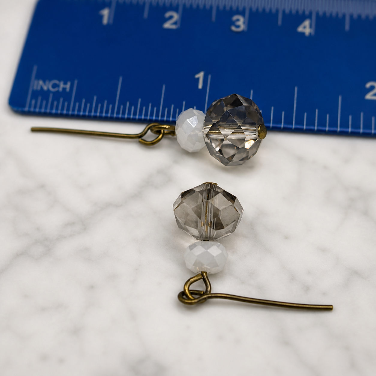 Gray Milky Crystal Dangle Doll Earrings • 18-20” Vintage Doll Jewelry