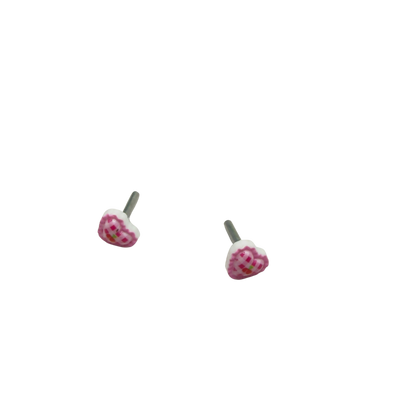 Pink Lattice Design Heart Post Doll Earrings • 2mm Post for 18 Inch Fashion Doll