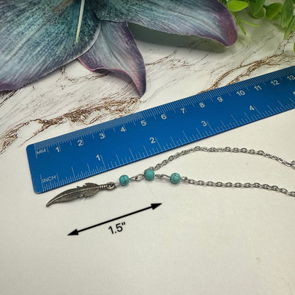 Turquoise Blue Beads Silver Feather Native Western Style Doll Necklace • 18 Inch Fashion Doll Jewelry
