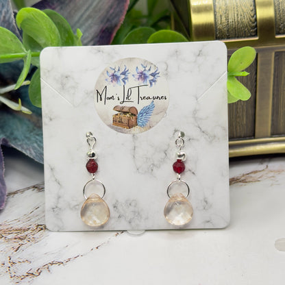 Red Accent Yellow Peach Translucent Acrylic Crystal Teardrop Dangle Doll Earrings • 18 Inch Fashion Doll Jewelry