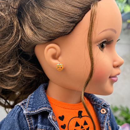 Pumpkin Halloween Post Doll Earrings | for 18 Inch Fashion Dolls