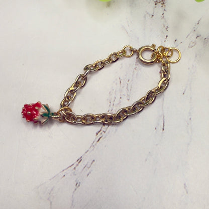 Strawberry Charm Gold Chain Doll Bracelet • 18 Inch Fashion Doll Jewelry