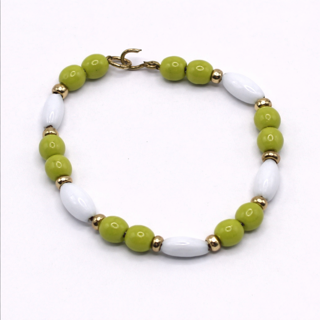 Green White Beaded Necklace for 14” Doll fits Wellie Wisher Doll