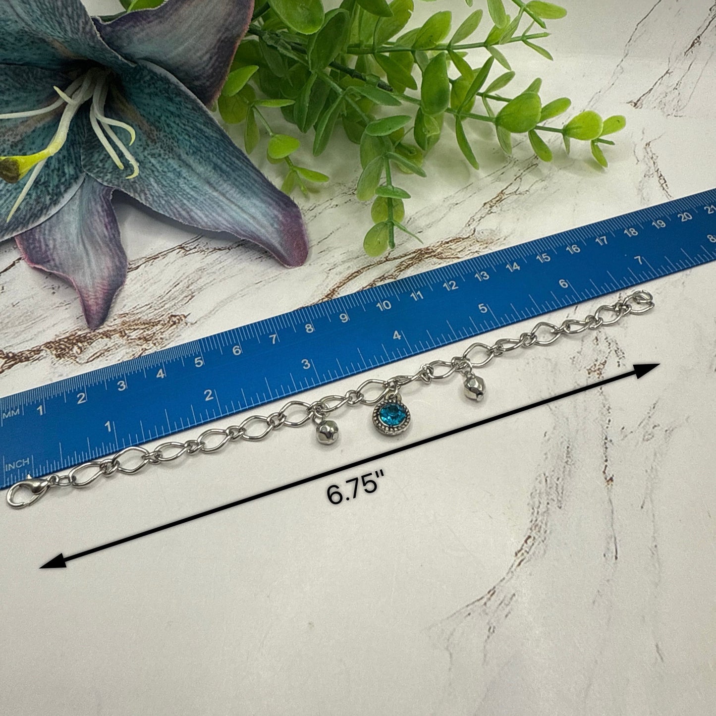 Round Turquoise Rhinestone Pendant Silver Link Doll Necklace Earrings Bracelet Set • 18 Inch Fashion Doll Jewelry