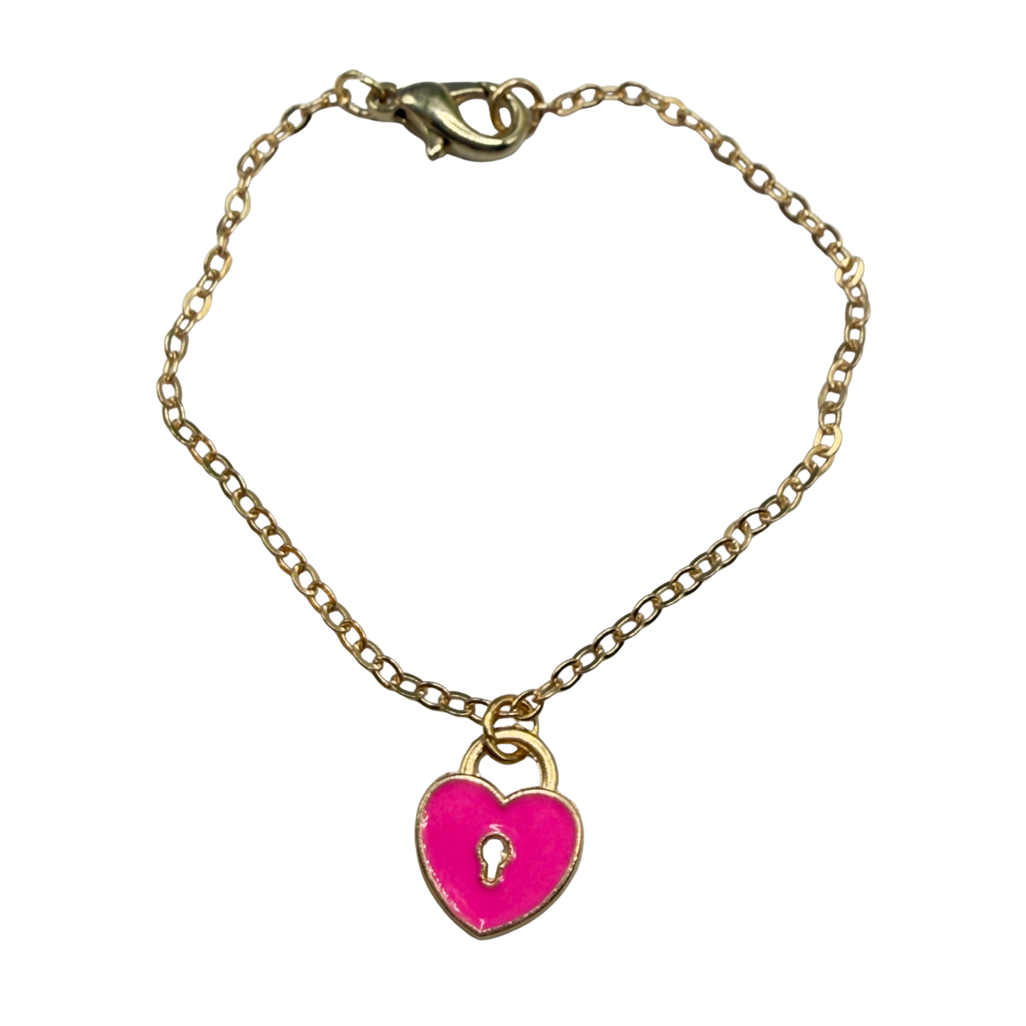 Pink Heart Lock Charm Doll Necklace • 18 Inch Fashion Doll Jewelry