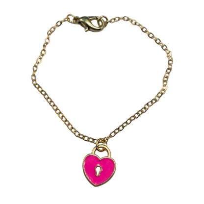 Pink Heart Lock Charm Doll Necklace • 18 Inch Fashion Doll Jewelry