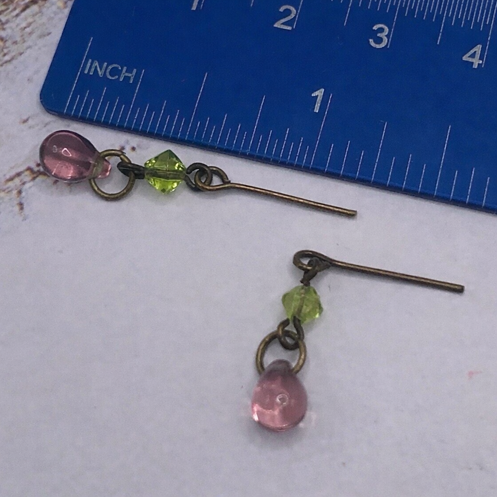 Purple Teardrop Green Glass Doll Necklace Earring Set • 16 Inch Doll Jewelry