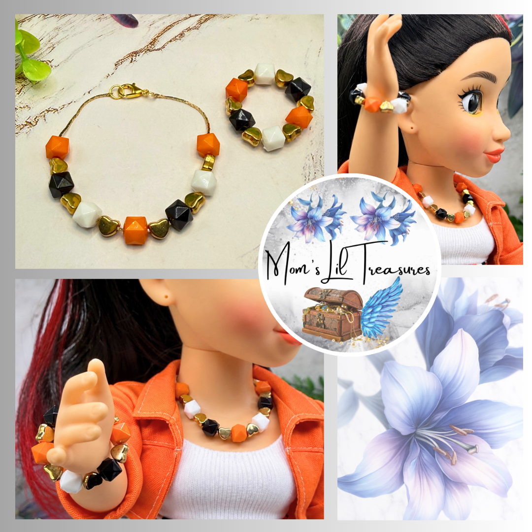 Halloween Plastic Beaded Necklace and Bracelet Set | for 18 Inch Fashion Doll