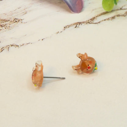 Rudolph Reindeer Christmas Post Doll Earrings • 18 Inch Fashion Doll Jewelry