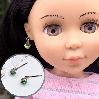 Gray AB Glass Crystal Drop Dangle Doll Earrings · 14 Inch Fashion Doll Jewelry