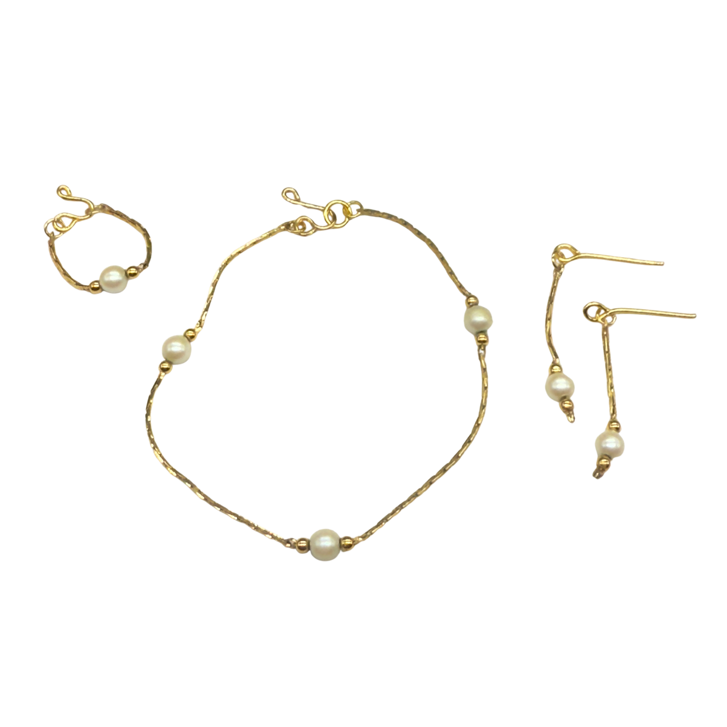 Pearl Gold Serpentine Chain Doll Necklace Earring Bracelet Set • 16 Inch Fashion Doll Jewelry