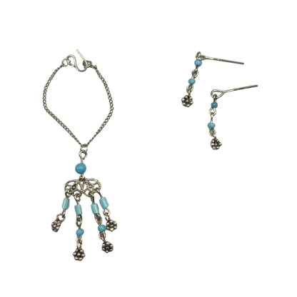 Turquoise Light Blue Accent Dangle Doll Necklace & Earrings Set • 16 Inch Fashion Doll Jewelry