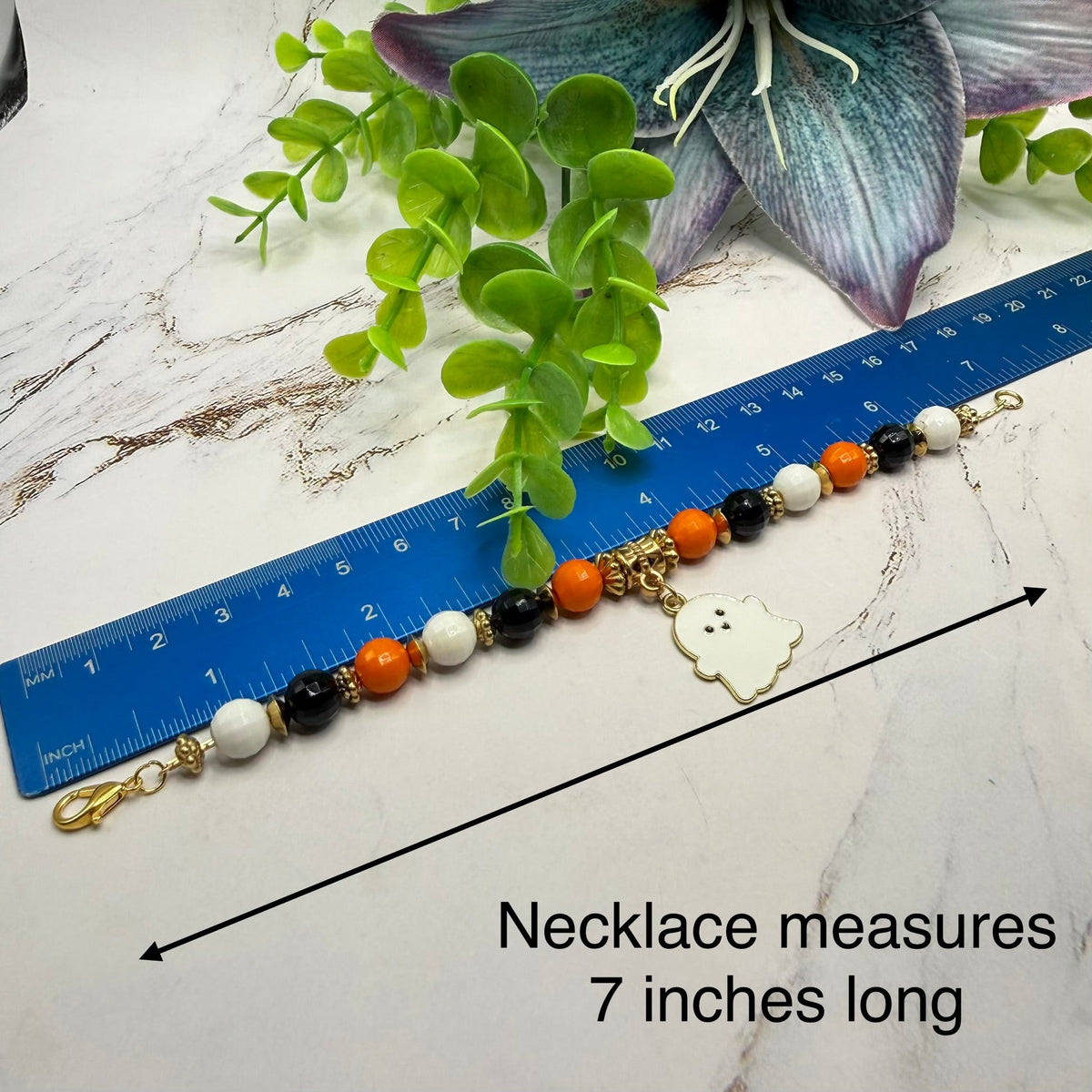 Halloween Ghost Charm Beaded Doll Necklace | fits 18 Inch Fashion Doll • American Girl