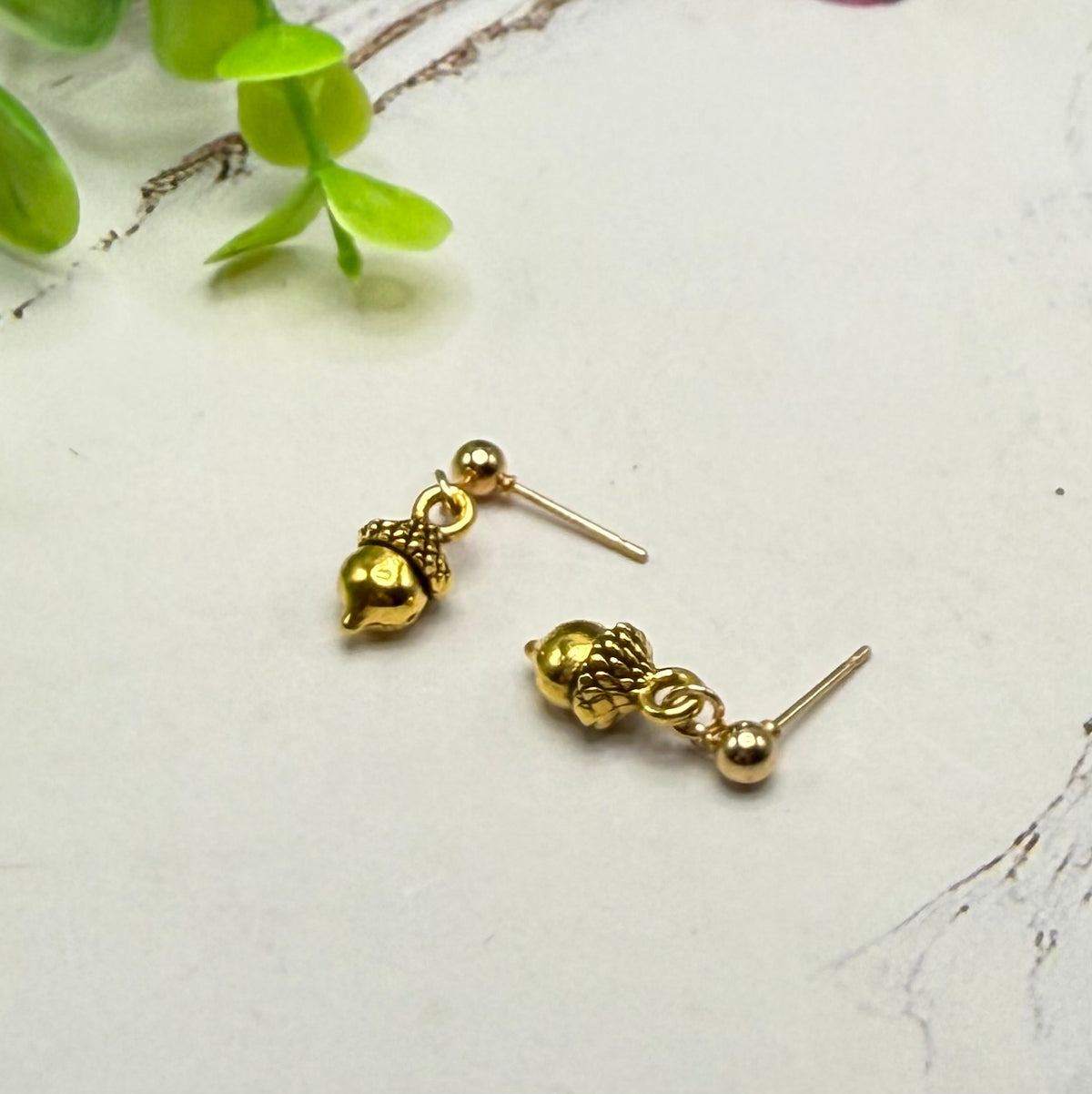 Acorn Autumn Gold Dangle Post Doll Earrings | for 18 Inch Fashion Doll